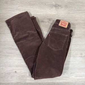 Levi's 725 High Rise Bootcut Pants Womens 25 Brown Corduroy Stretch Jeans